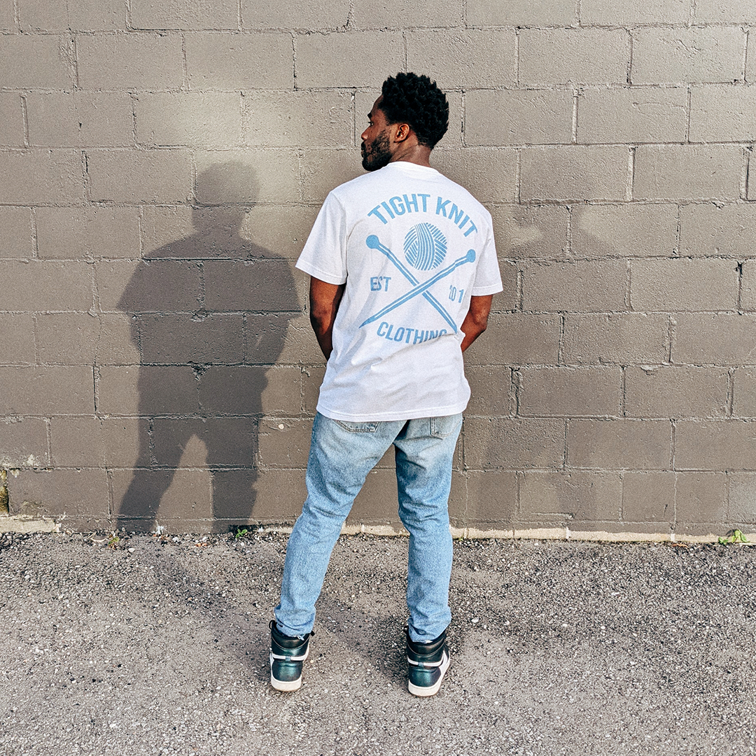 OG Logo White/Carolina Blue Tee - Tight Knit Clothing