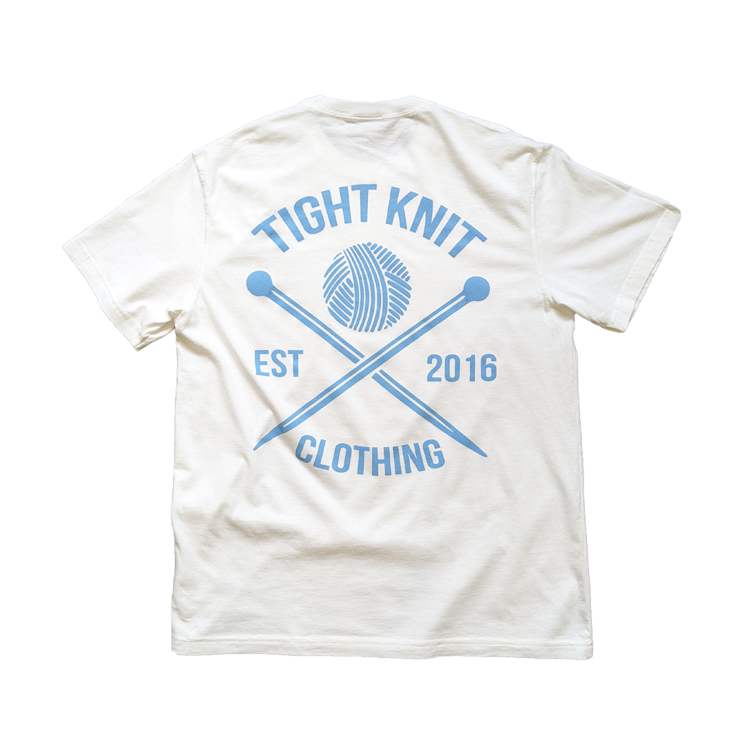 OG Logo White/Carolina Blue Tee - Tight Knit Clothing